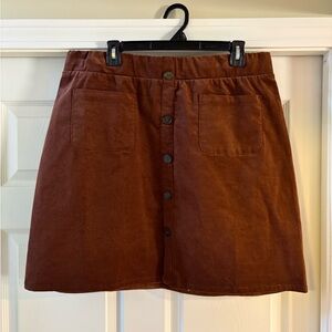 Classic Button-Front Mini Skirt in Brown